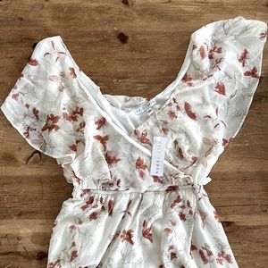 NWOT Balstic Born - Katya Ruffle Maxi Dress - xs Rust Floral Print